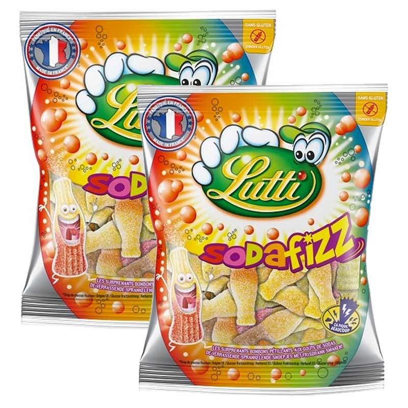 Lutti Bonbons Long Fizz, goûts fruités et cola 