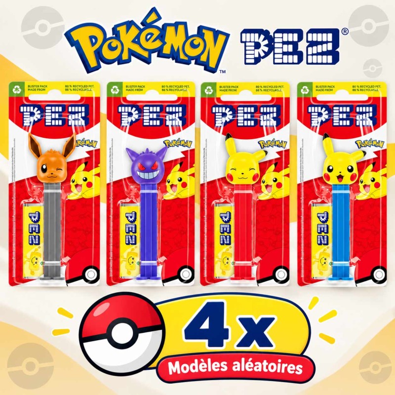 PEZ Pokemon, 4 pièces, distributeur de pez.