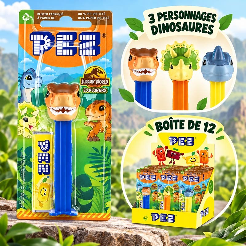 PEZ Jurassic World Explorers,distributeur de pez, Pez Dinosaure