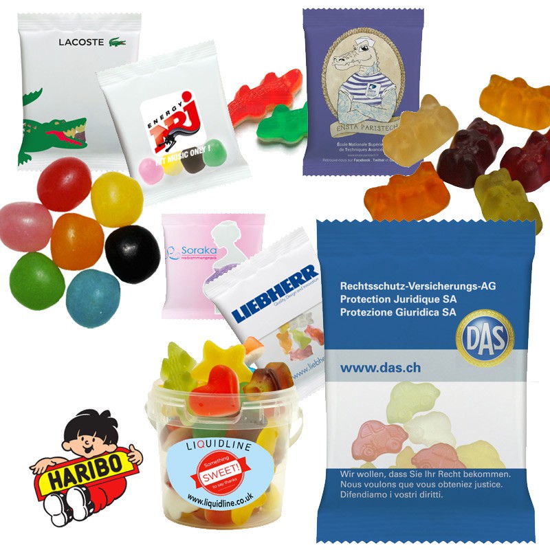 Sachet personnalisé-HARIBO SOURIS BLANCHE GUIMAUVE EN SACHET INDIVIDUEL  PERSONNALISÉ