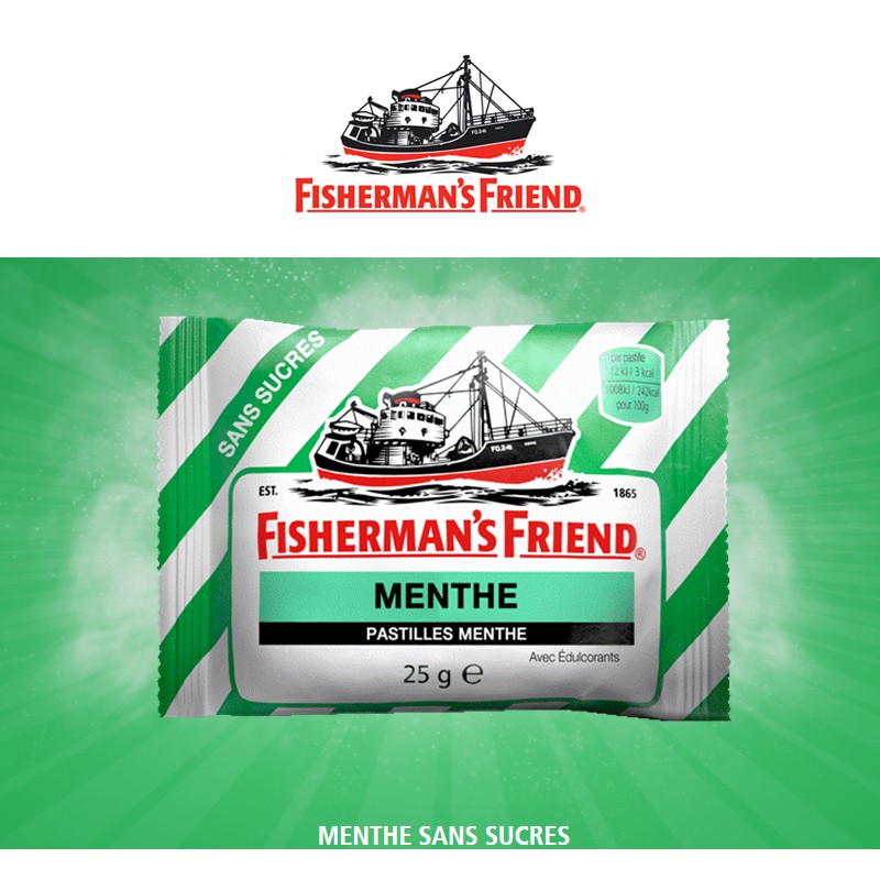 Fisherman friend menthe, pastilles sans sucre, bonbon fisherman