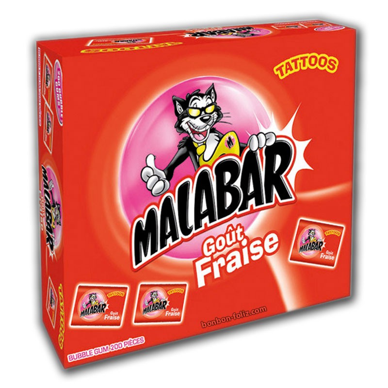 Malabar Gout fraise, Malabar Fraise, chewing gum MALABAR FRAISE