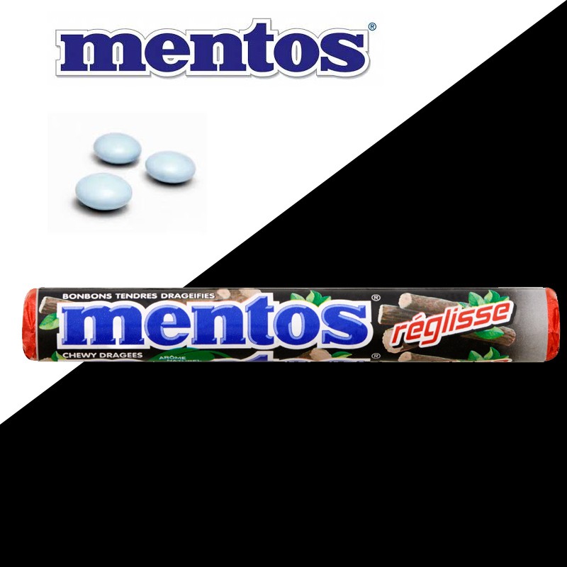 Mentos Réglisse, tube mentos réglisse, pastille mentos