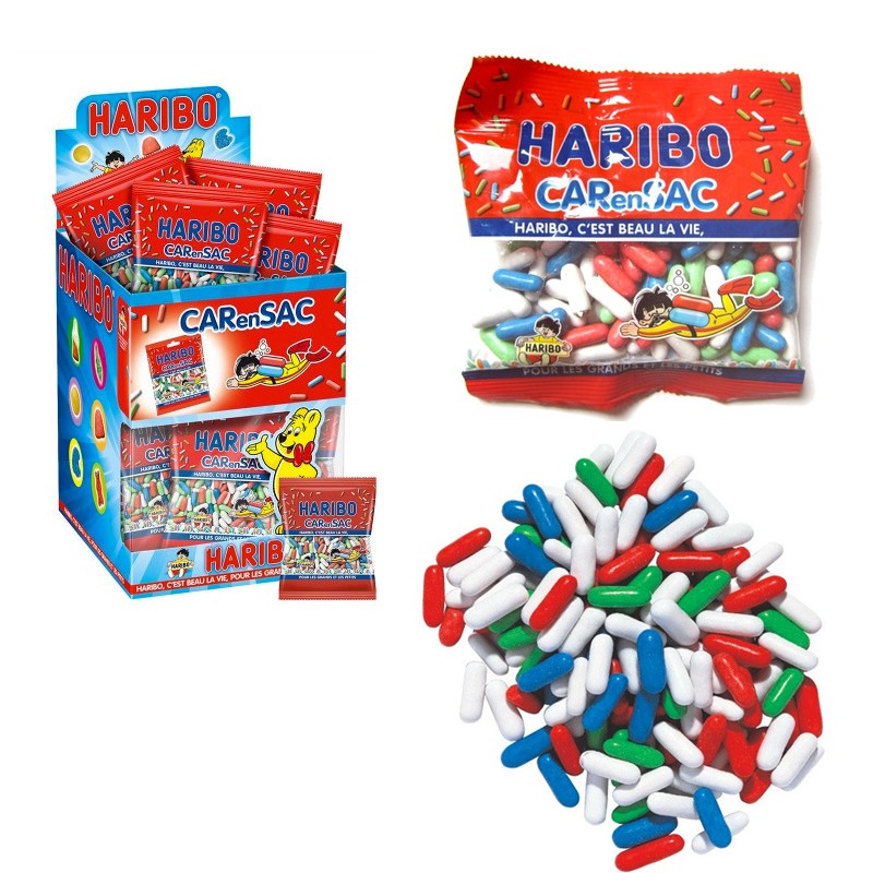 Car en sac, bonbon haribo réglisse, carensac haribo