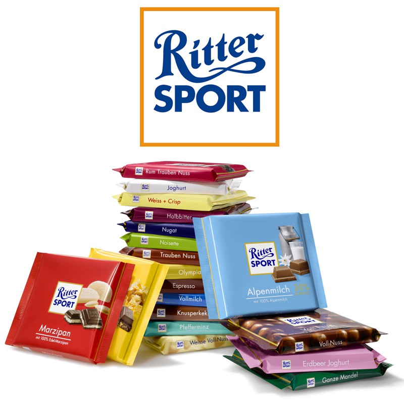 barre-chocolat-et-barre-chocolatee-aux-cereales;lutti-ritter-sport-100gr