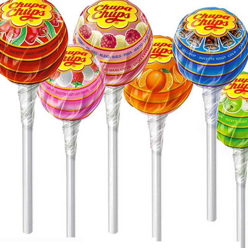 Sucettes Chupa Chups assorties, chupa chups plusieurs parfums Conditionnement Boîte de 150 pièces
