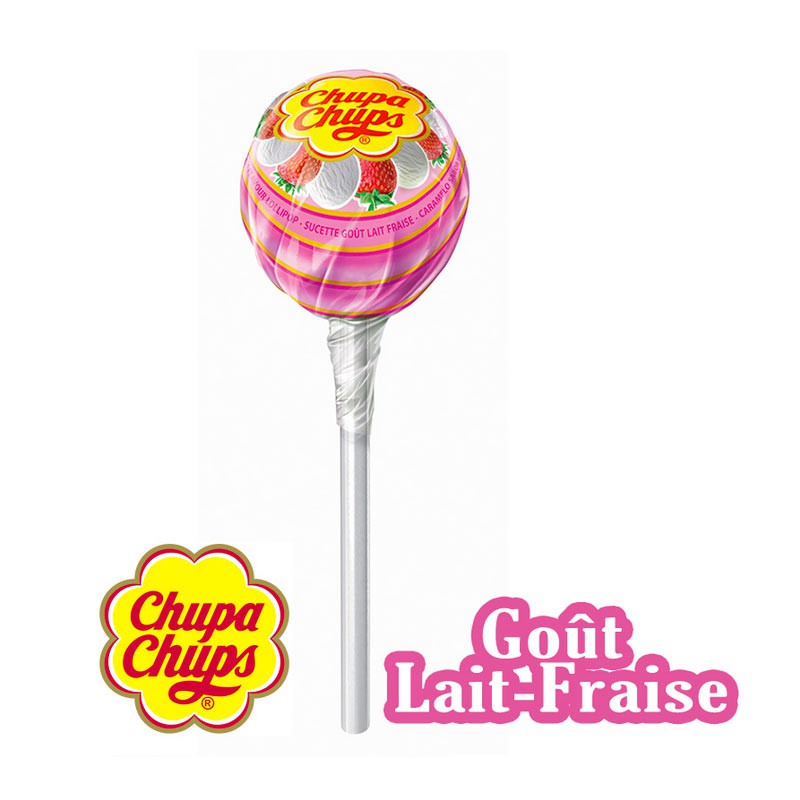 Sucettes Chupa Chups au lait, sucette milky , sucette lait fraise