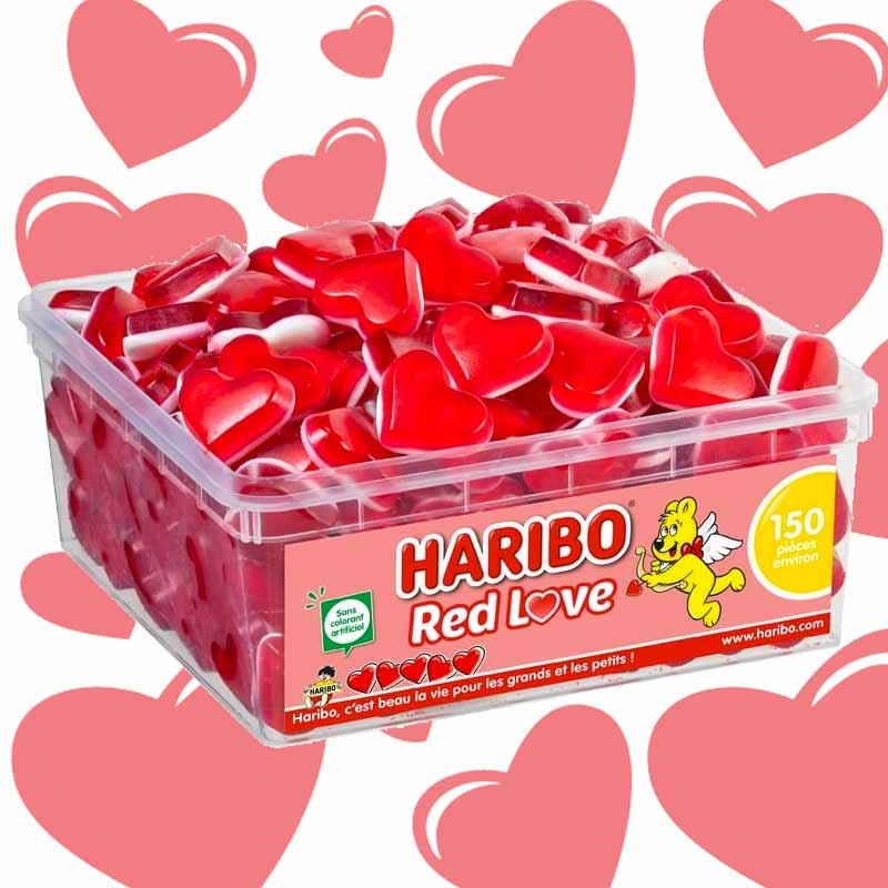 Bonbons rouges, cœurs, gomme tendre, amour, saint-valentin