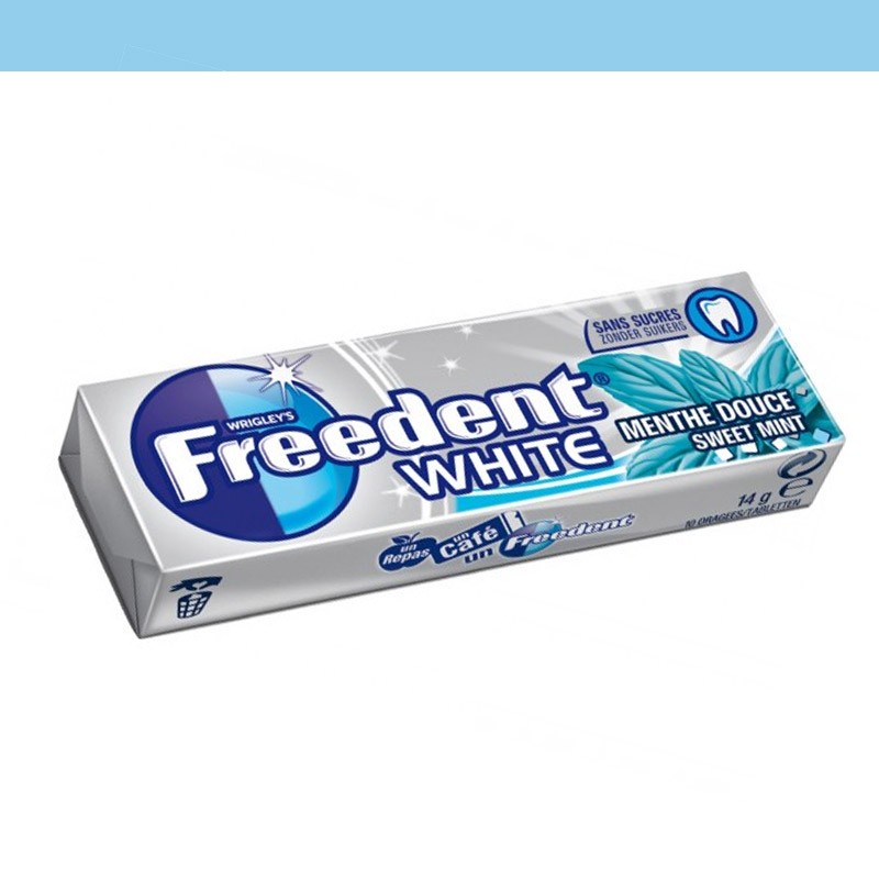 Freedent White goût bubble menthe, 30 étuis de 14 gr