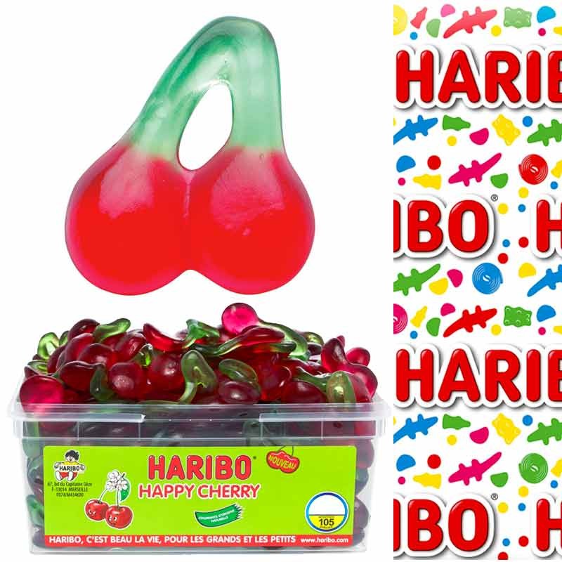 Happy Cherry Haribo, boîte 105 pièces Happy Cherry Haribo, boîte 105 pièces
