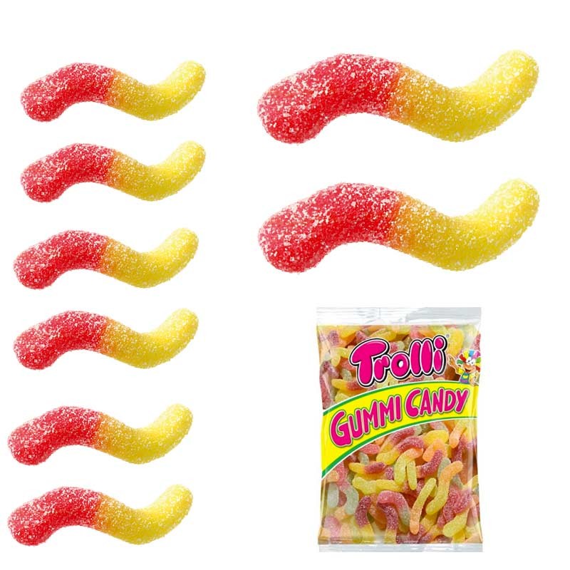 bonbon vers de terre, vers acidulé, confiserie trolli, vers halloween