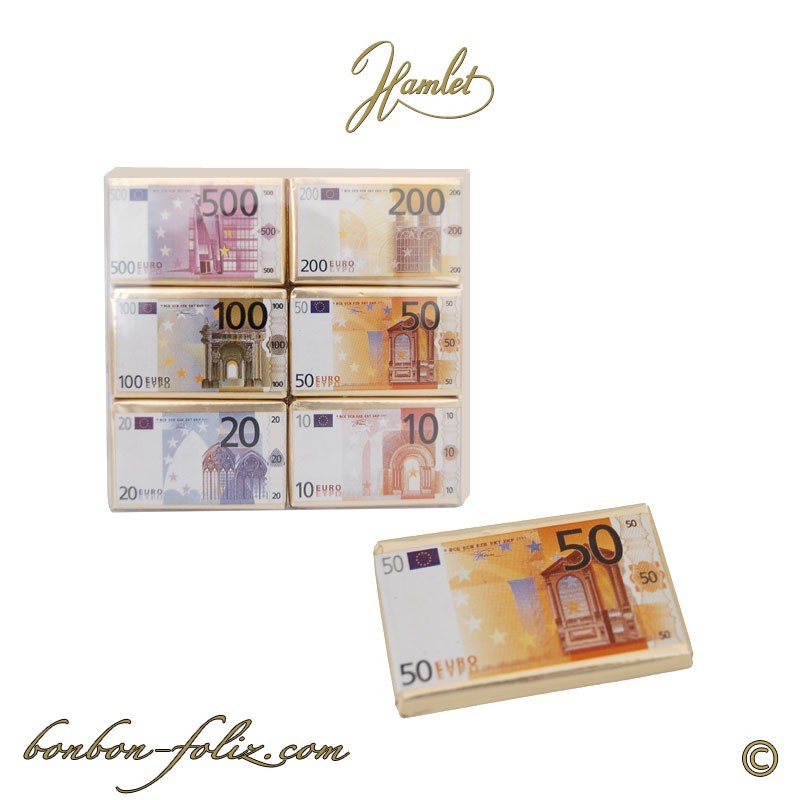 Chocolat au lait Billets de banque, 1 boîte de 12 pièces Chocolat au lait Billets de banque, 1 boîte de 12 pièces