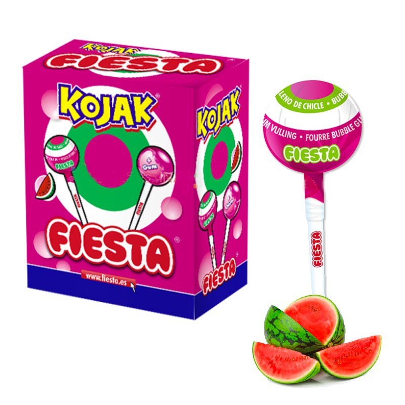 Kojak - Sucette Bubble Gum Pastèque, sachet vrac de 50 pièces Kojak - Sucette Bubble Gum Pastèque, sachet vrac de 50 pièces