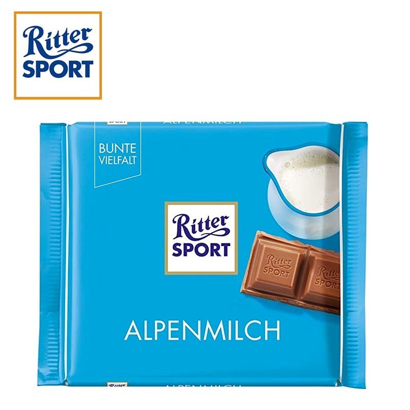 Ritter sport 100gr chocolat au lait des Alpes, 11 pièces