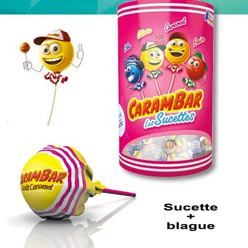 Sucette carambar caramel et fruits, 25 pièces Sucette carambar caramel et fruits, 25 pièces