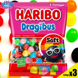 Dragibus, les dragées fruitées noires, rouges et vertes de Haribo