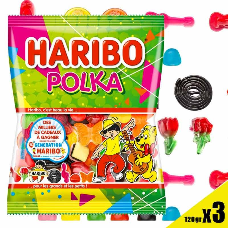 Polka mélange bonbons Haribo 120g x 3