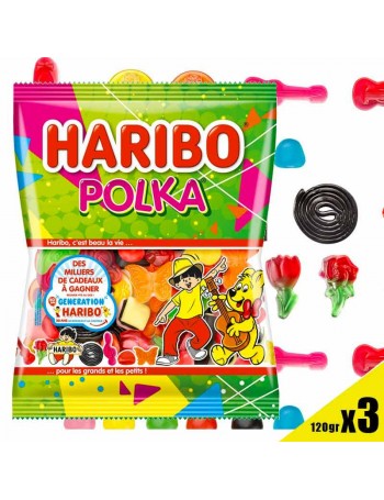 Polka mélange bonbons Haribo 120g x 3