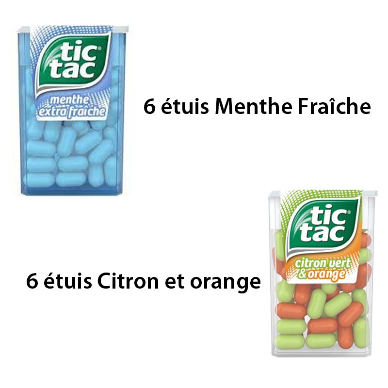 Tic Tac Citron Vert et Orange et menthe, pastille tic tac orange citron lot  assortis avec menthe de 12