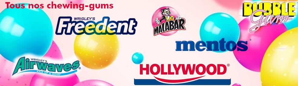 Tous nos chewing-gum, bubble gum, chewing-gum Hollywood, mentos bottle, freedent white